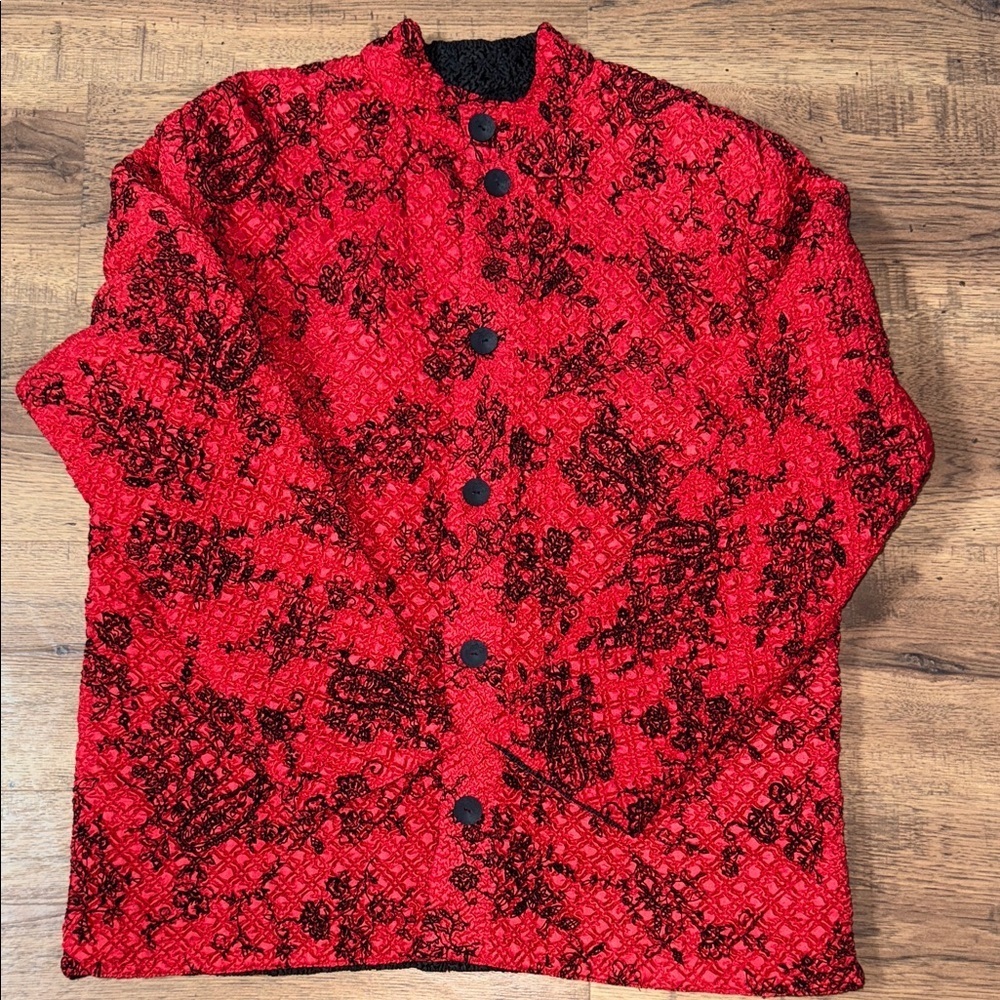 Red and Black Patterned Reversible Jacket XL